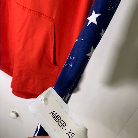LuLaRoe NEW XS Red, White and Blue Amber‎ Hoodie - Picture 3 of 4
